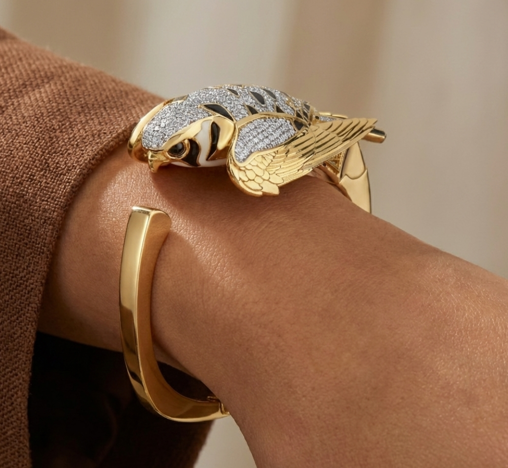 The Imperial Falcon Cuff in 18 Karat Solid Yellow Gold